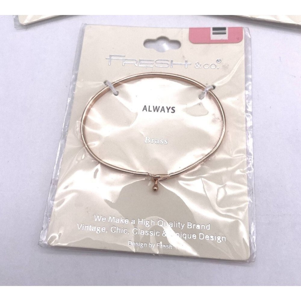 Vintage Fresh & Co "Always" Brass Bangle Bracelet Women's Rose Gold Tone